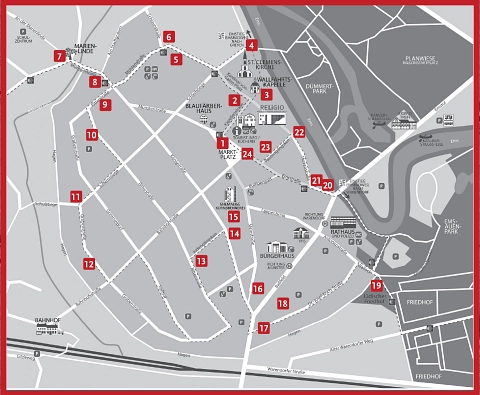 Kulturspur Karte Karte Kulturspur © Stadt Telgte