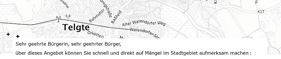 Mängelmelder, Einleitung Mängelmelder, Einleitung (Grafik) © Stadt Telgte